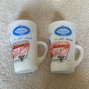 Two Goebel Beer for patio pleasure milk glass mugs